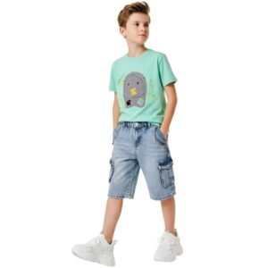 تي شيرت قطن بطبعة كاب للأولاد