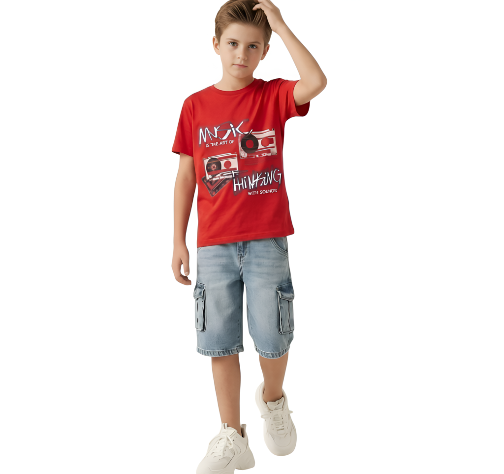 تي شيرت قطن بطبعة مميزة للأولاد