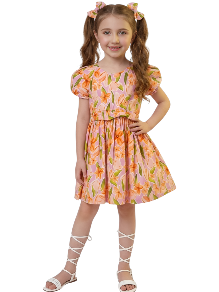 Girls Dress with Floral Print