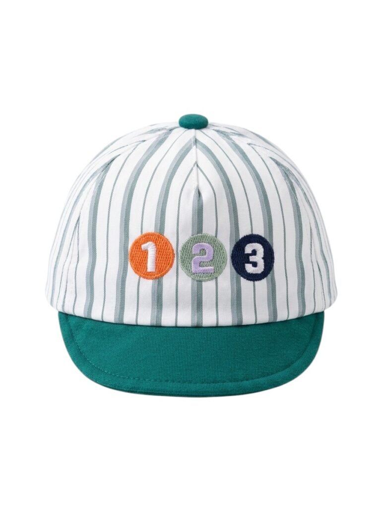 Kids' Striped Cap with Embroidered Numbers
