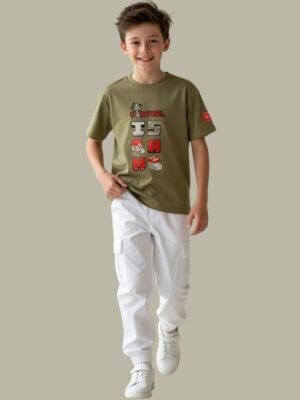 Kids 'Virtual' Gaming Graphic T-Shirt - Olive