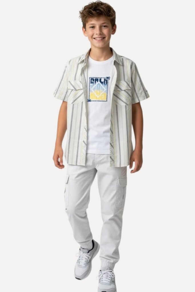 Kids Classic Striped Short Sleeve Shirt - Smart Casual